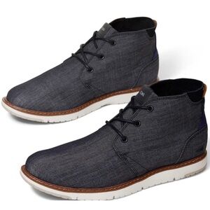 Toms Black Crosshatch Denim Mens Navi‎ Boots Sz 12